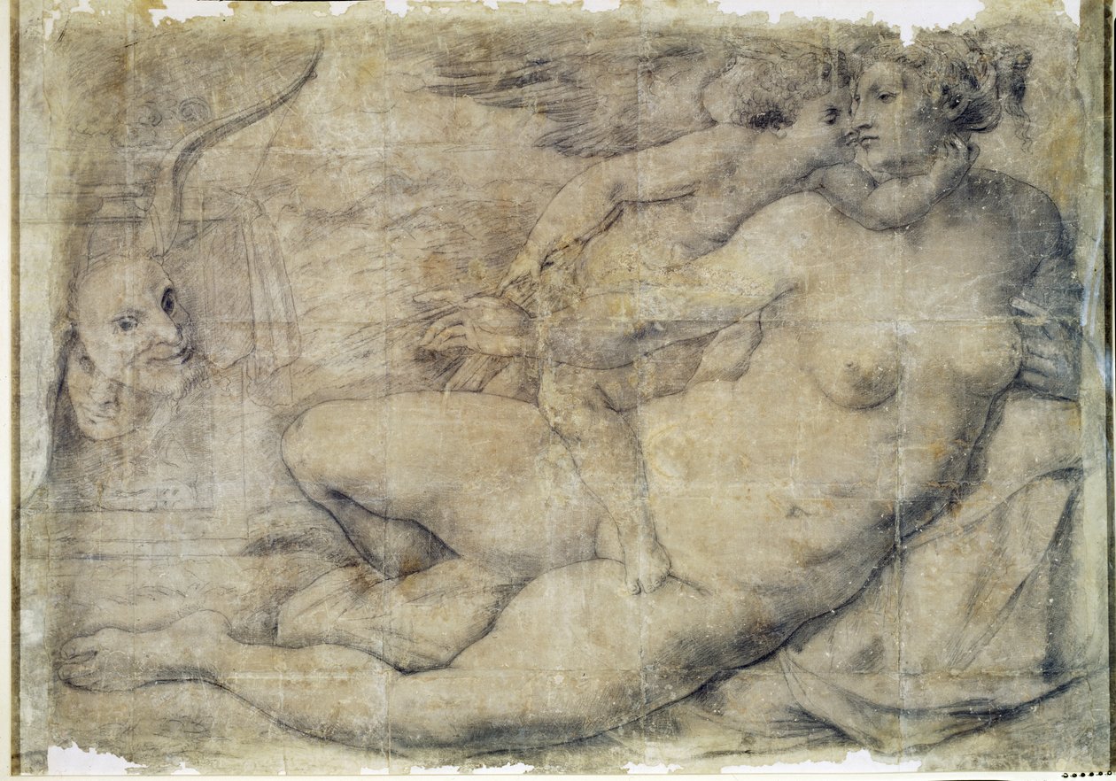 丘比特的金星（纸上的木炭） 作者 米开朗基罗（Michelangelo Buonarroti）