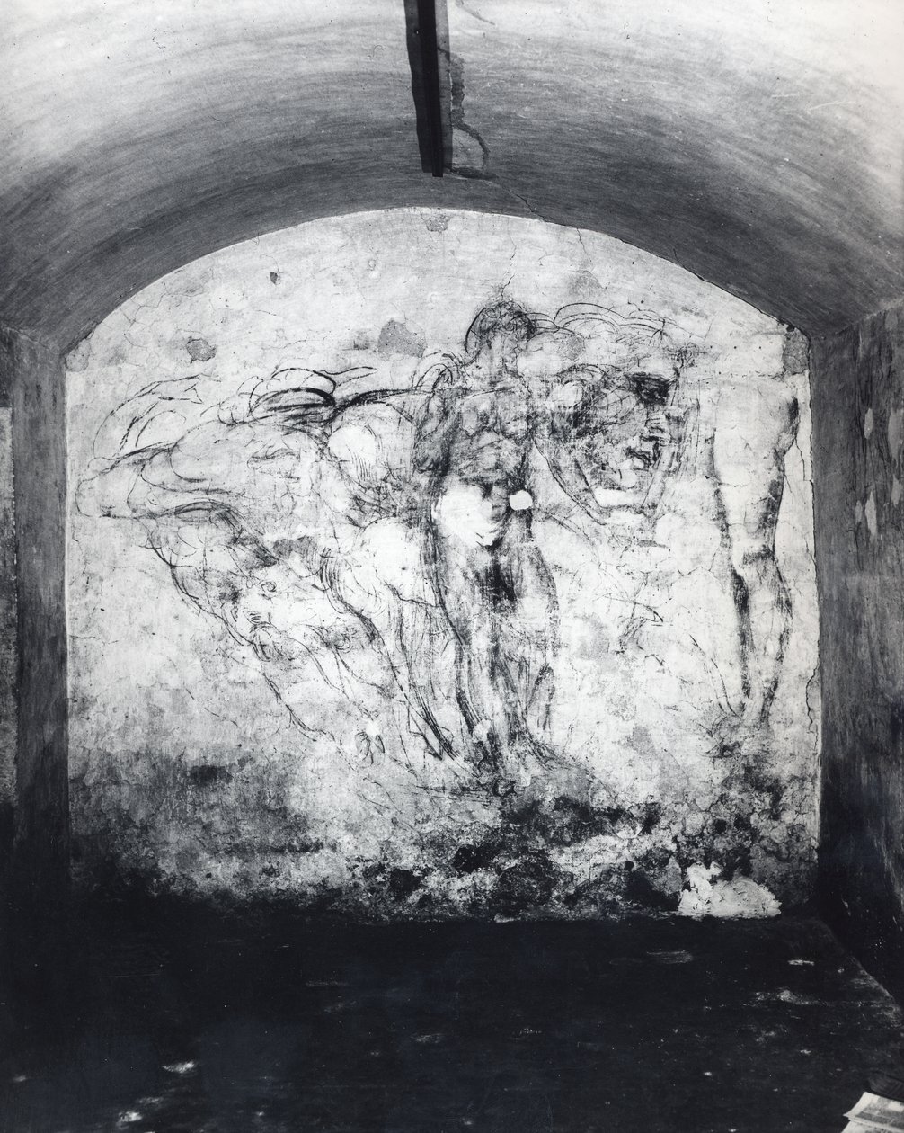 墙上的数字绘图，c.1530（石膏上的木炭） 作者 米开朗基罗（Michelangelo Buonarroti）