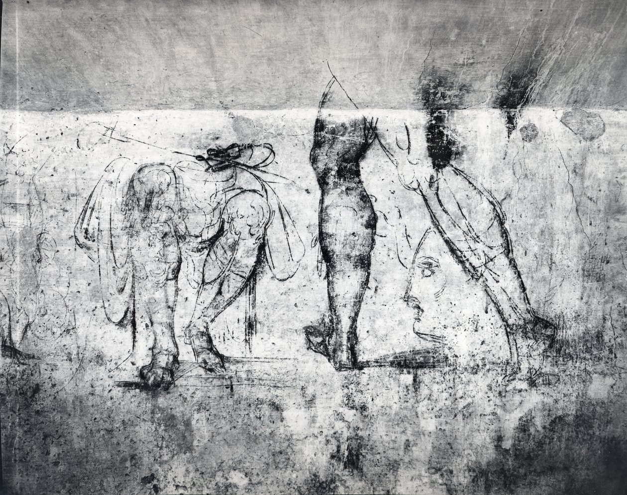 墙壁绘图，c.1530（石膏上的木炭）（打印） 作者 米开朗基罗（Michelangelo Buonarroti）