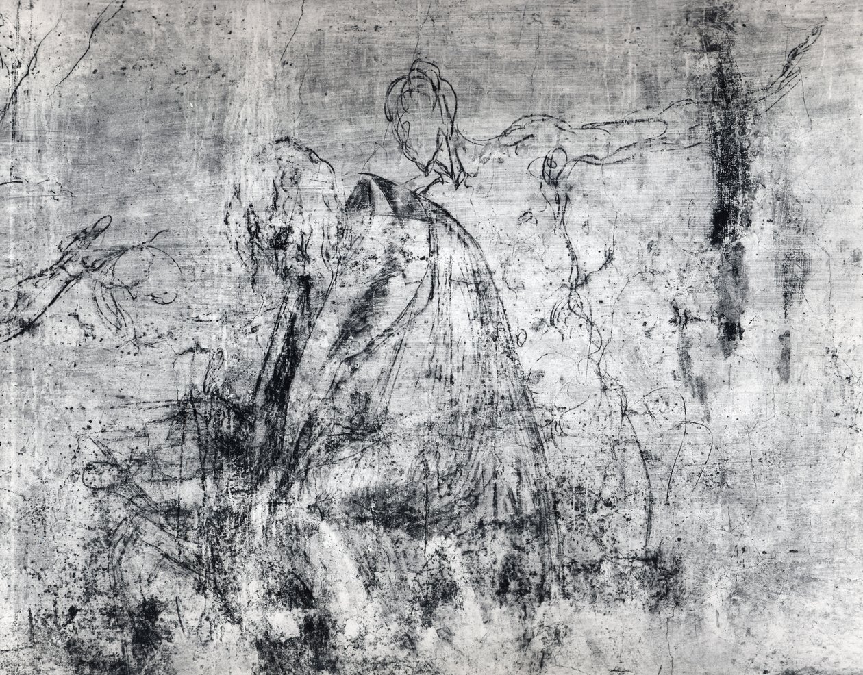 墙上画的两个数字，c.1530（石膏上的木炭） 作者 米开朗基罗（Michelangelo Buonarroti）