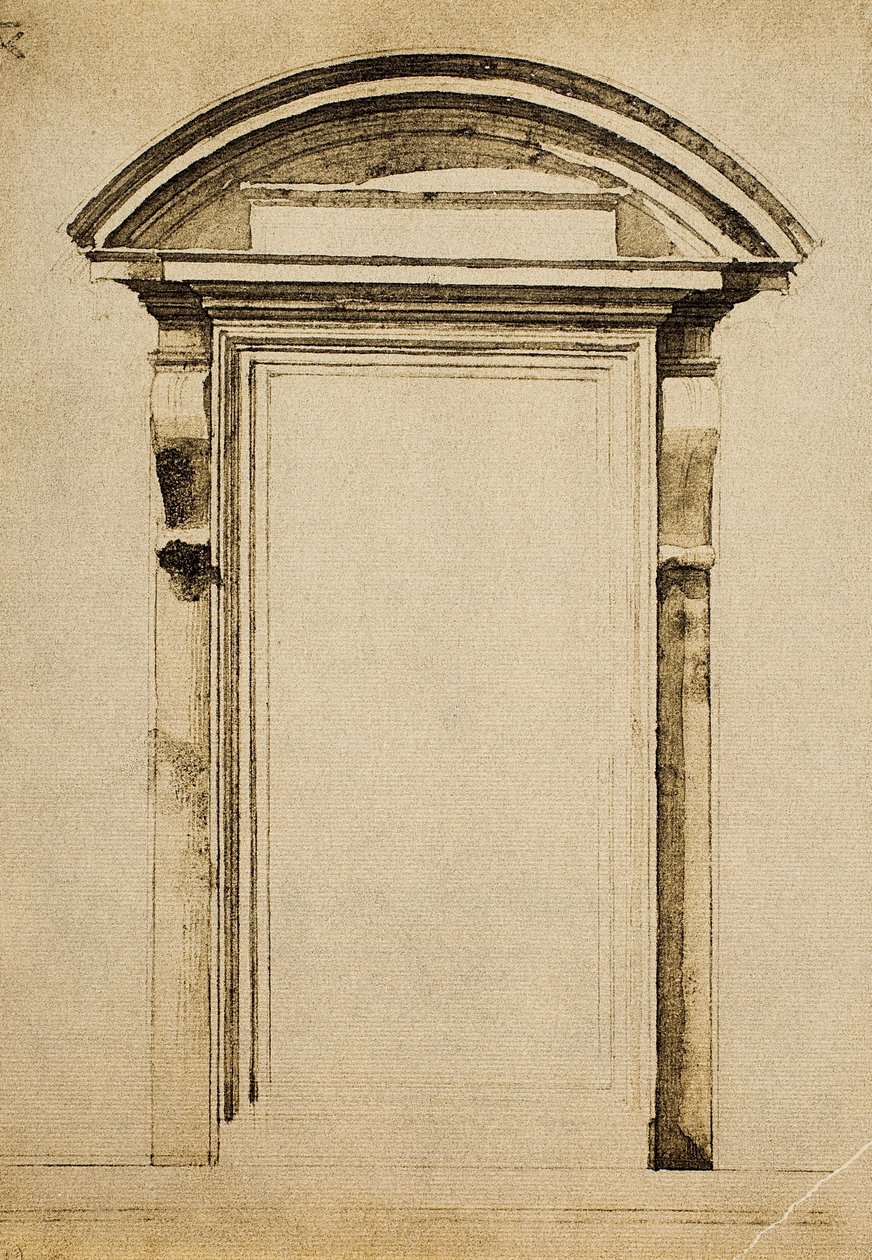 窗口;米开朗基罗画的。 Casa Buonarroti，佛罗伦萨 作者 米开朗基罗（Michelangelo Buonarroti）