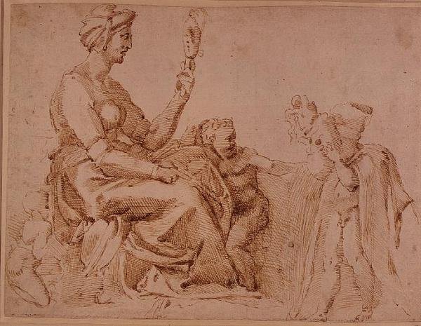 虚荣的研究（纸上的红色粉笔） 作者 米开朗基罗（Michelangelo Buonarroti）