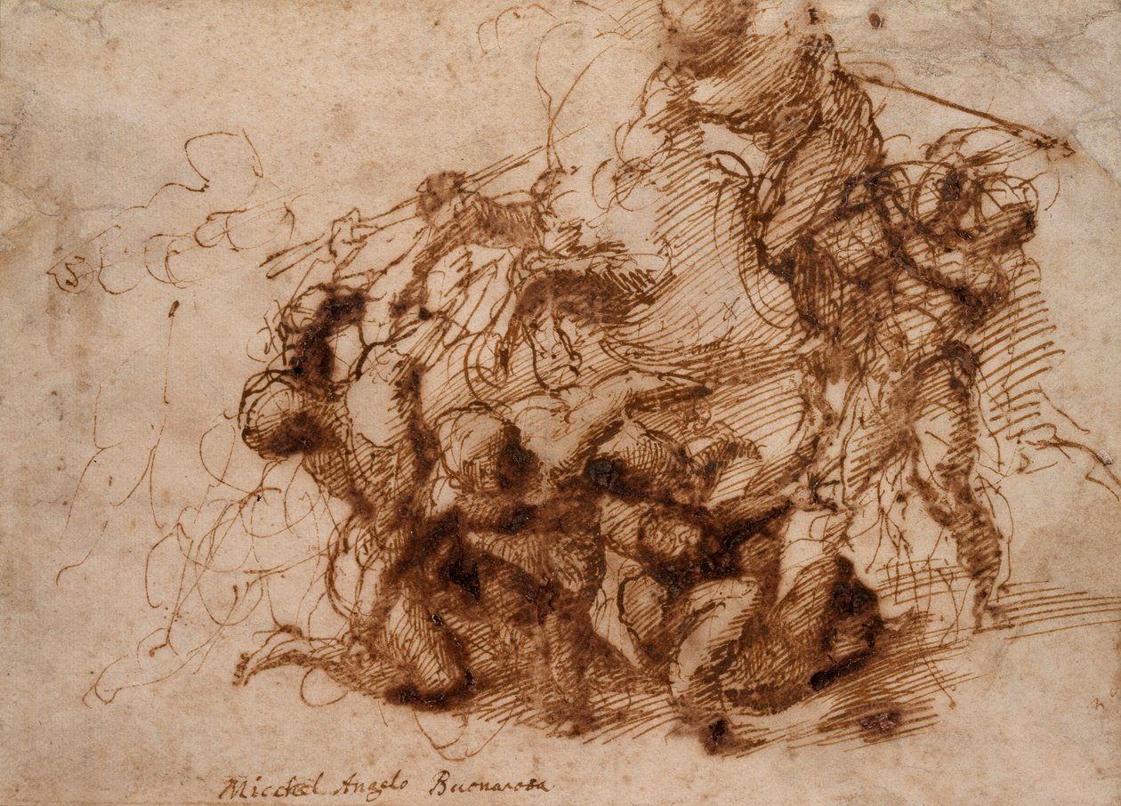 战斗场面，16世纪初。   作者 米开朗基罗（Michelangelo Buonarroti）