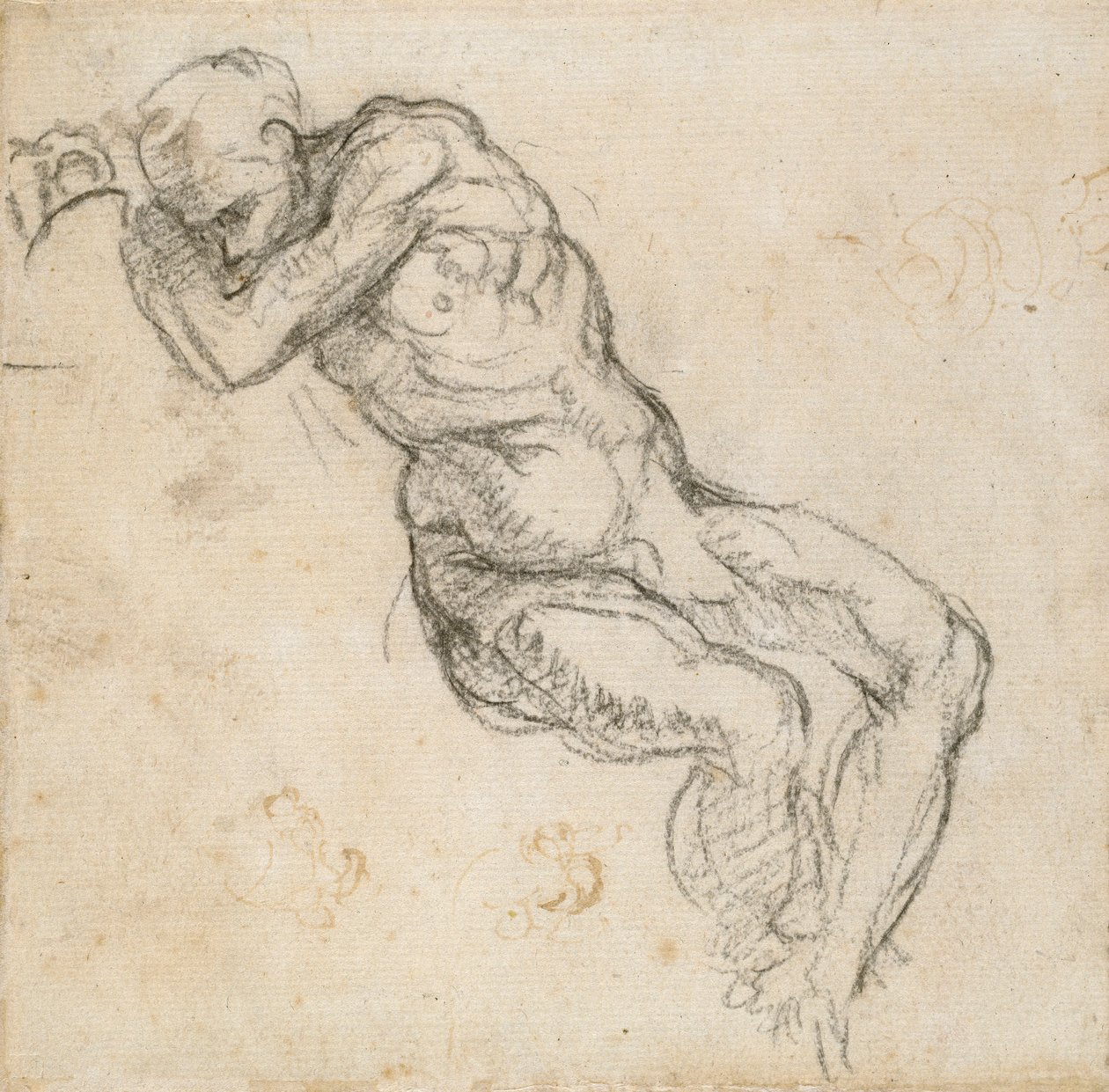 睡觉的裸体男人，约1490-1560年 作者 米开朗基罗（Michelangelo Buonarroti）