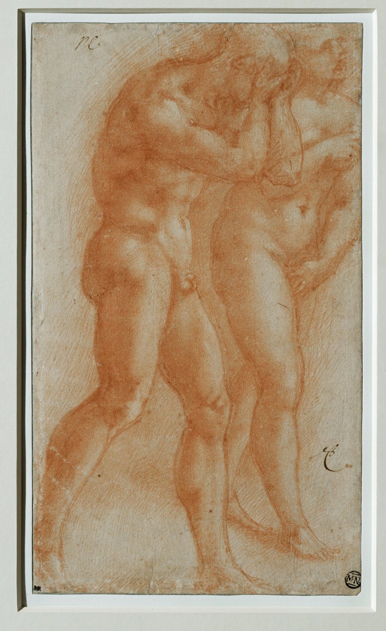 Adam et Eve chassee du Paradis - 《亚当和夏娃被逐出天堂》，仿马萨乔作品... 作者 米开朗基罗（Michelangelo Buonarroti）