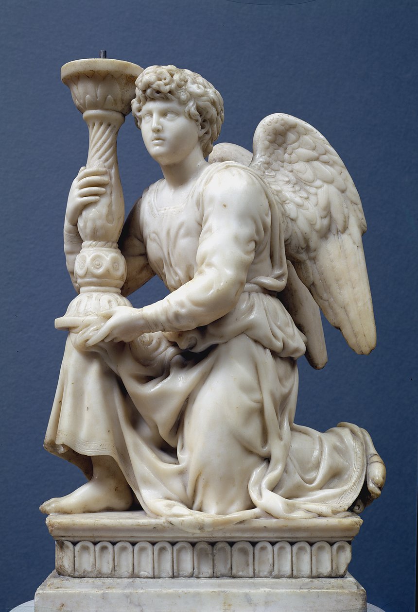 天使拿着烛台，1495（大理石） 作者 米开朗基罗（Michelangelo Buonarroti）