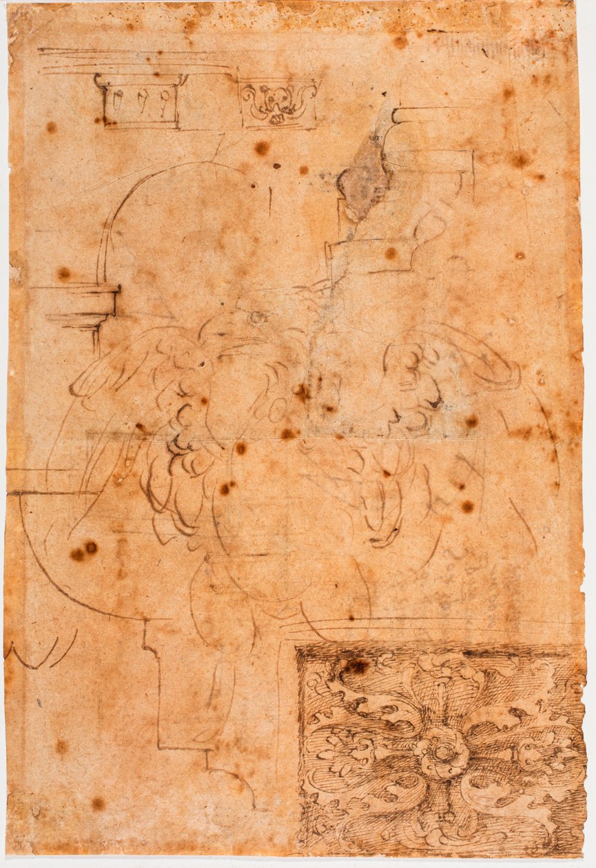 阿奎拉草图和建筑元素研究 作者 米开朗基罗（Michelangelo Buonarroti）