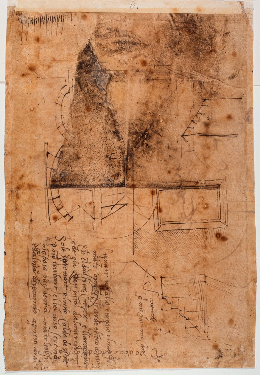 亲笔签名的建筑研究和诗歌片段 作者 米开朗基罗（Michelangelo Buonarroti）