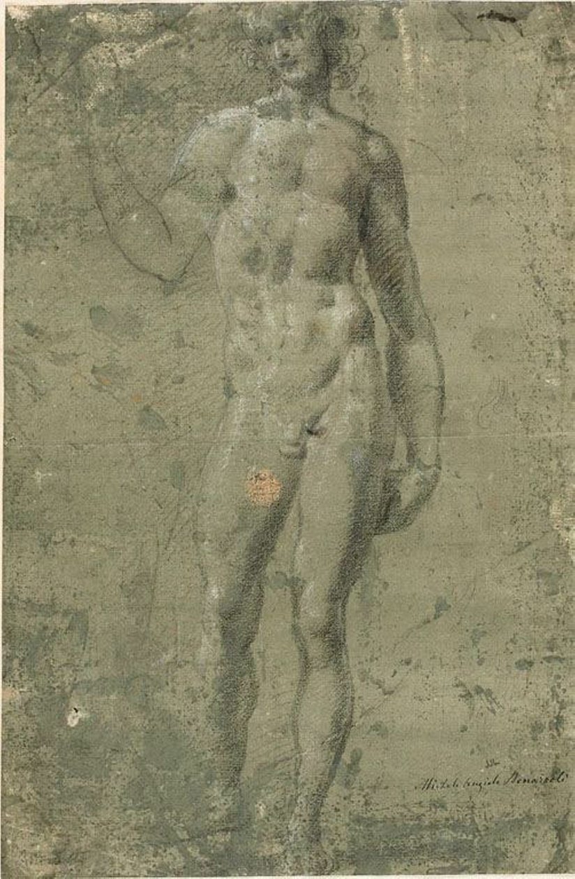 巴克斯（正面）；建筑素描（背面） 作者 米开朗基罗（Michelangelo Buonarroti）