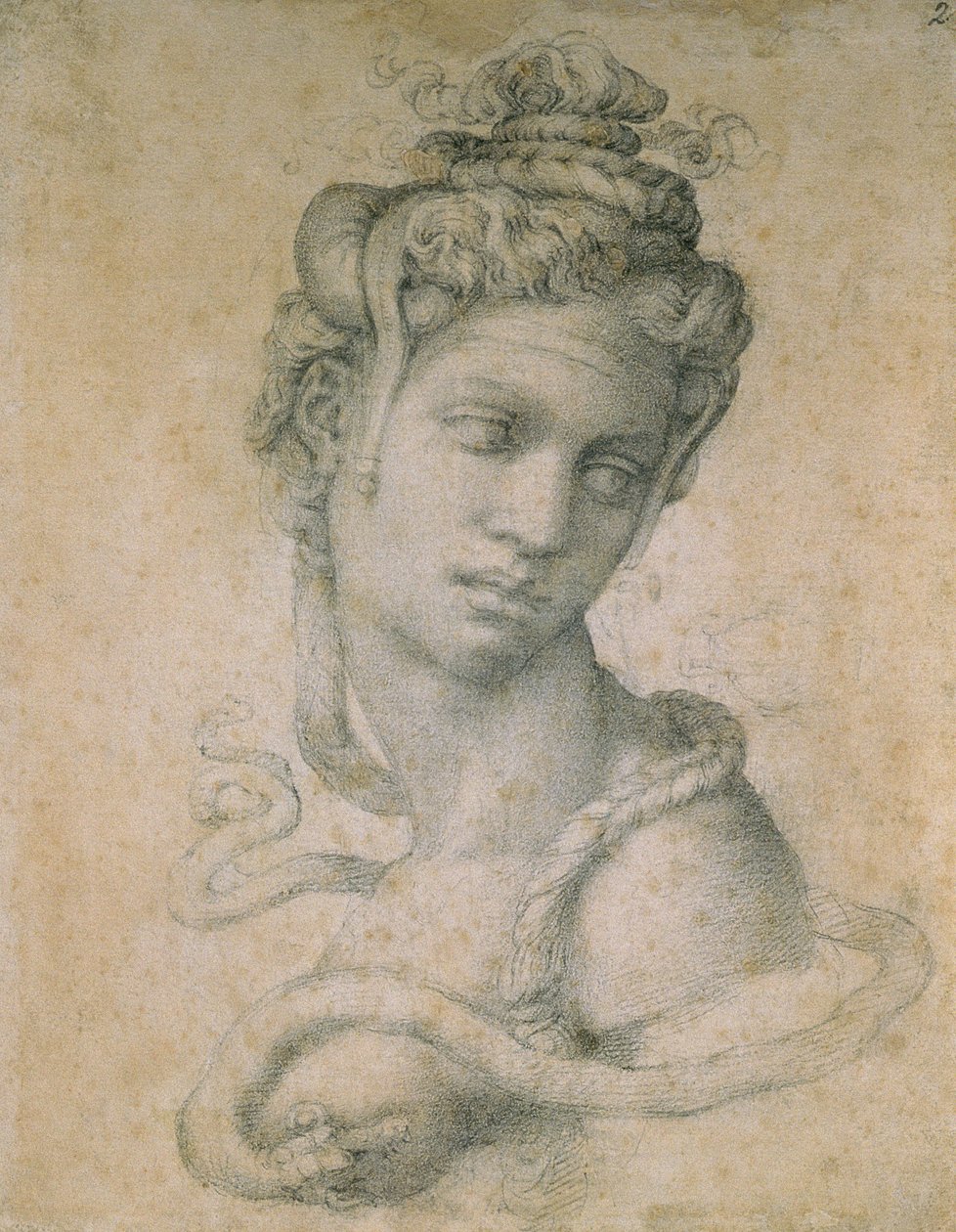 克娄巴特拉（公元前69-30）（木炭纸） 作者 米开朗基罗（Michelangelo Buonarroti）