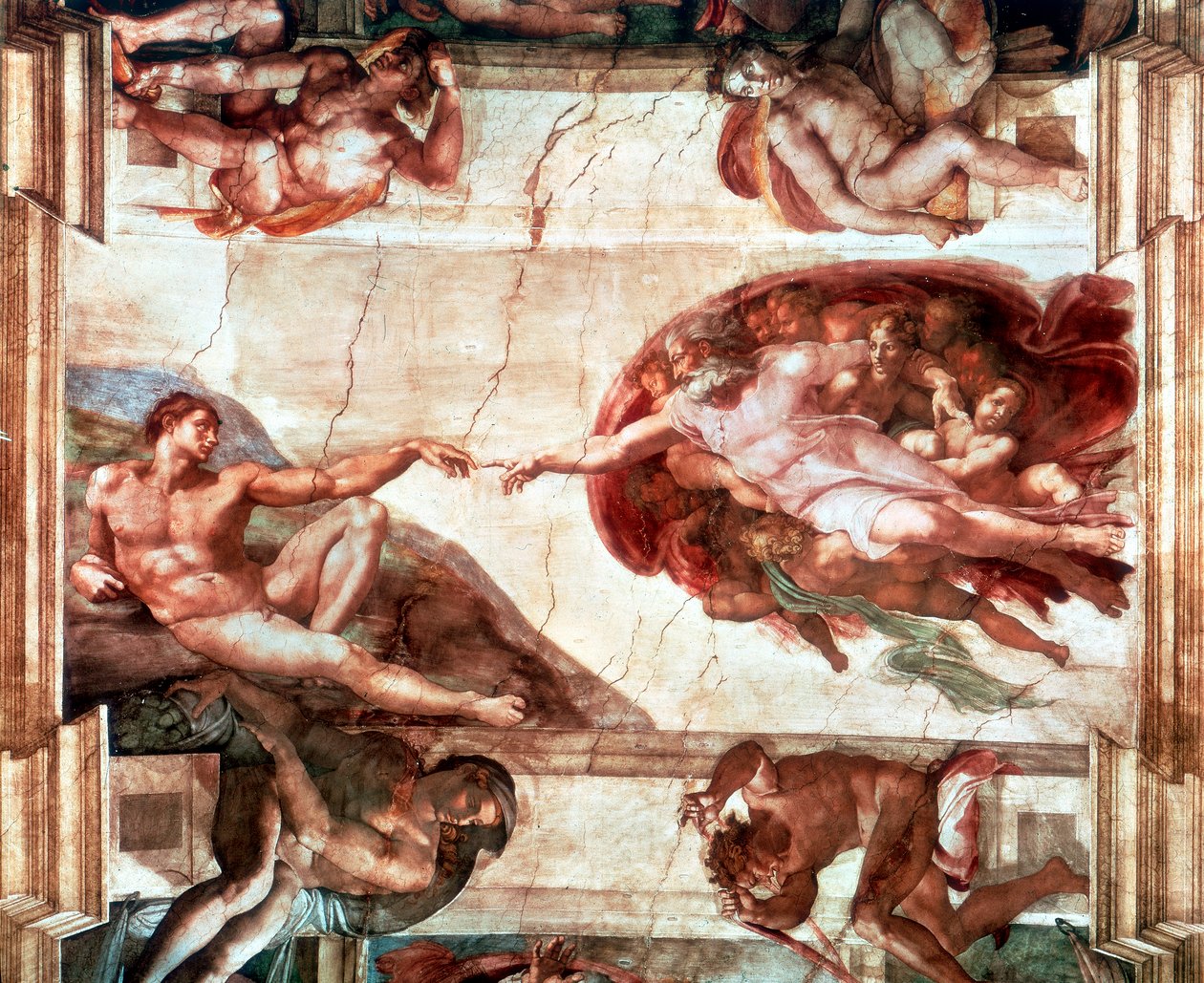 创造亚当》，1508-1512年 作者 米开朗基罗（Michelangelo Buonarroti）