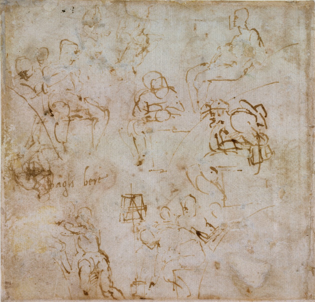八个小人物研究，约1490-1560年 作者 米开朗基罗（Michelangelo Buonarroti）