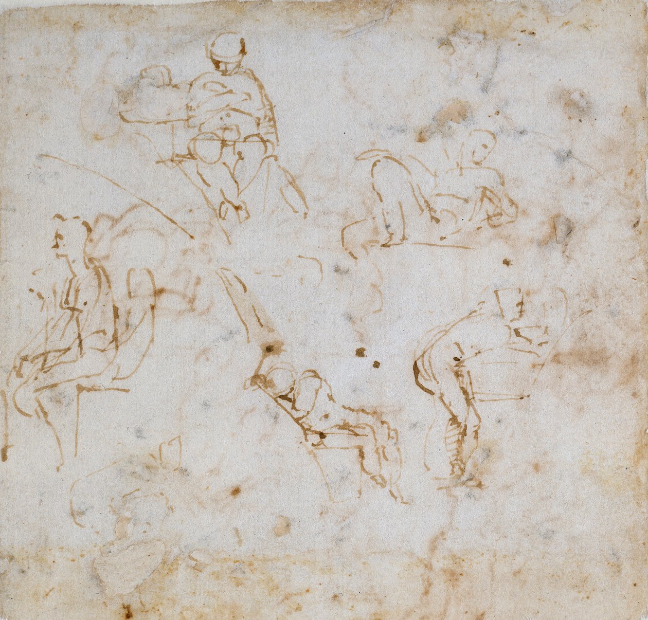 五个小人物研究，约1490-1560年 作者 米开朗基罗（Michelangelo Buonarroti）