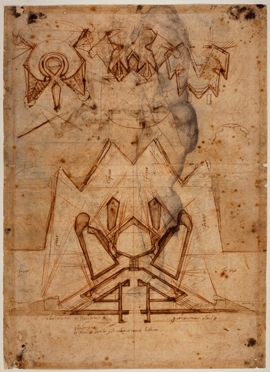 普拉托门防御工事，草图 作者 米开朗基罗（Michelangelo Buonarroti）