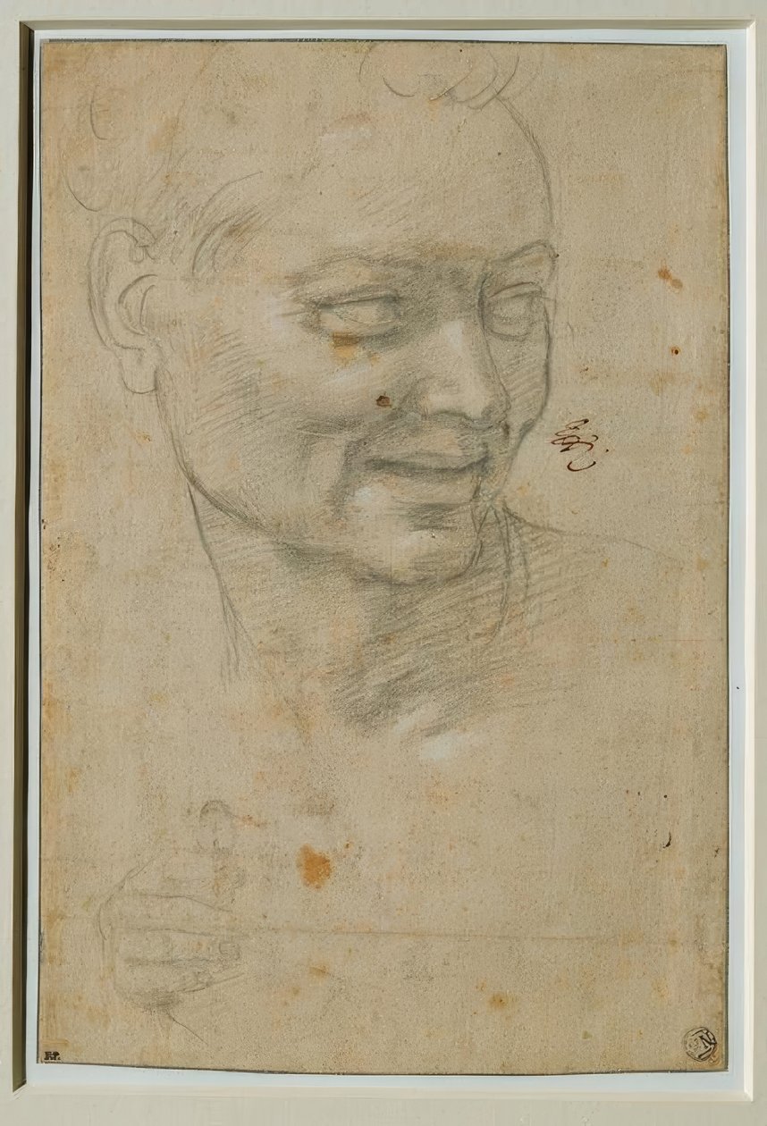 以赛亚上方和以赛亚左侧的头和右手 作者 米开朗基罗（Michelangelo Buonarroti）