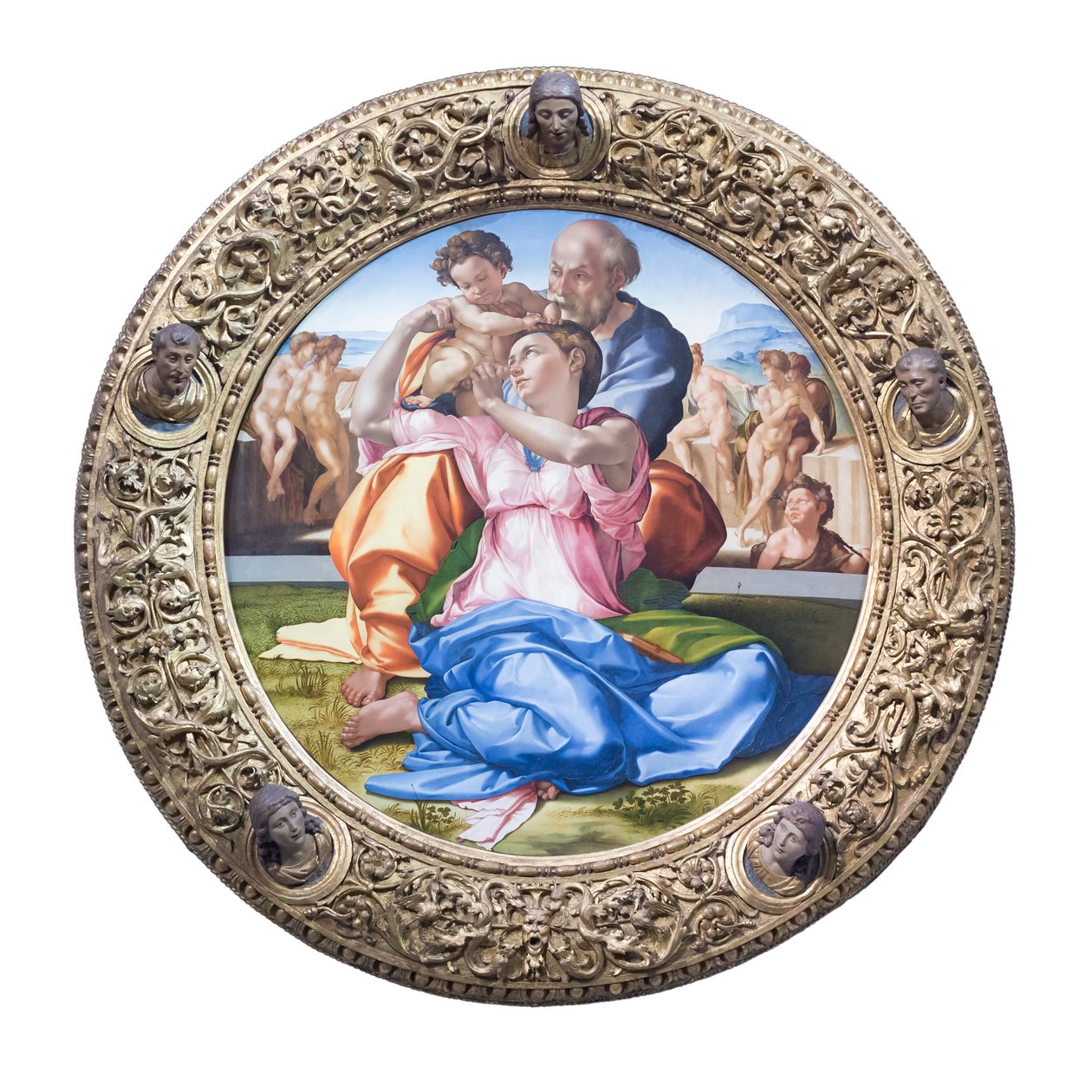 圣家族与年轻的施洗约翰，被称为 "多尼东多" 作者 米开朗基罗（Michelangelo Buonarroti）