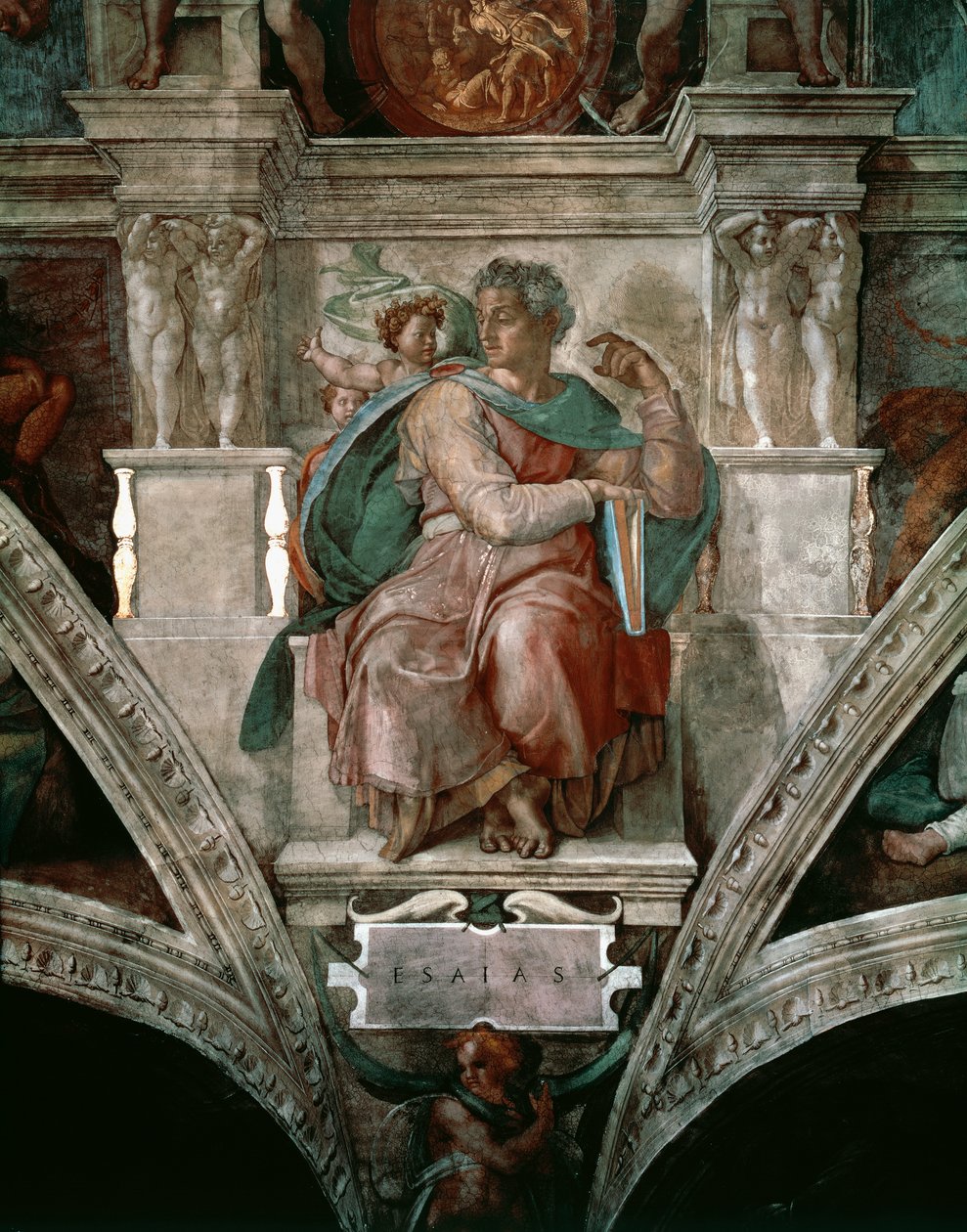 以赛亚书》，西斯廷教堂天花板上的细节 作者 米开朗基罗（Michelangelo Buonarroti）