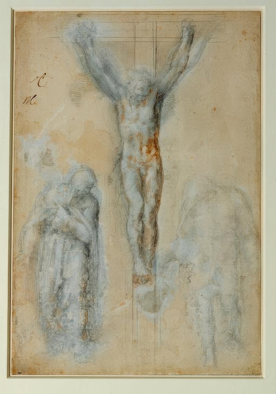 圣母与圣约翰之间的十字架上的基督（？） 作者 米开朗基罗（Michelangelo Buonarroti）