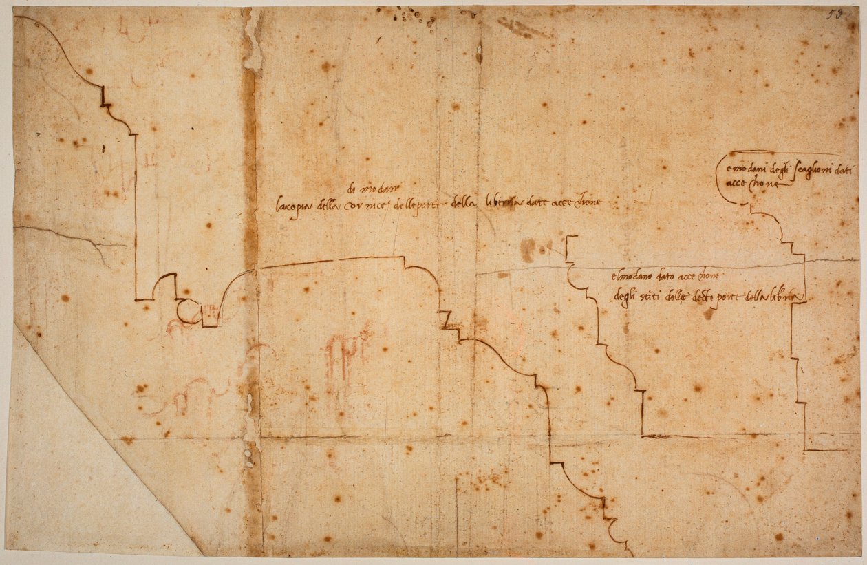 劳伦森图书馆大门的模制型材 作者 米开朗基罗（Michelangelo Buonarroti）