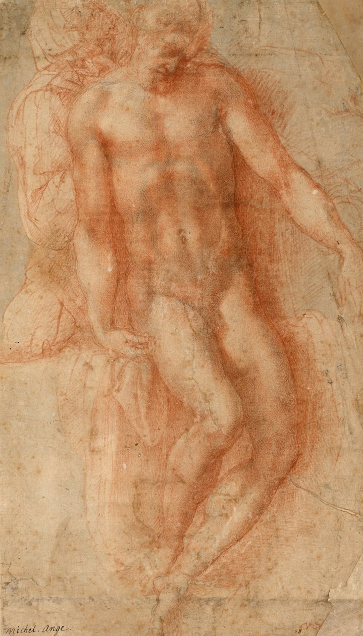 皮耶塔，约1530-36（红色粉笔）。 作者 米开朗基罗（Michelangelo Buonarroti）