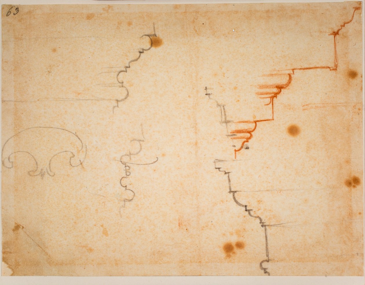 建筑剖面图，16 世纪（绘图） 作者 米开朗基罗（Michelangelo Buonarroti）