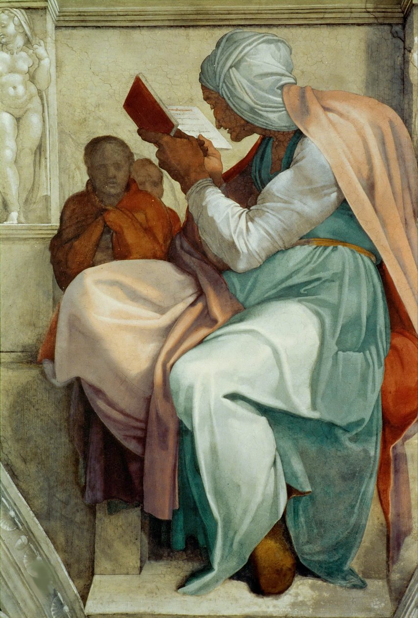 先知和西庇利：梵蒂冈的波斯Sibyl Sistine Chapel天花板，1508-1512。 作者 米开朗基罗（Michelangelo Buonarroti）