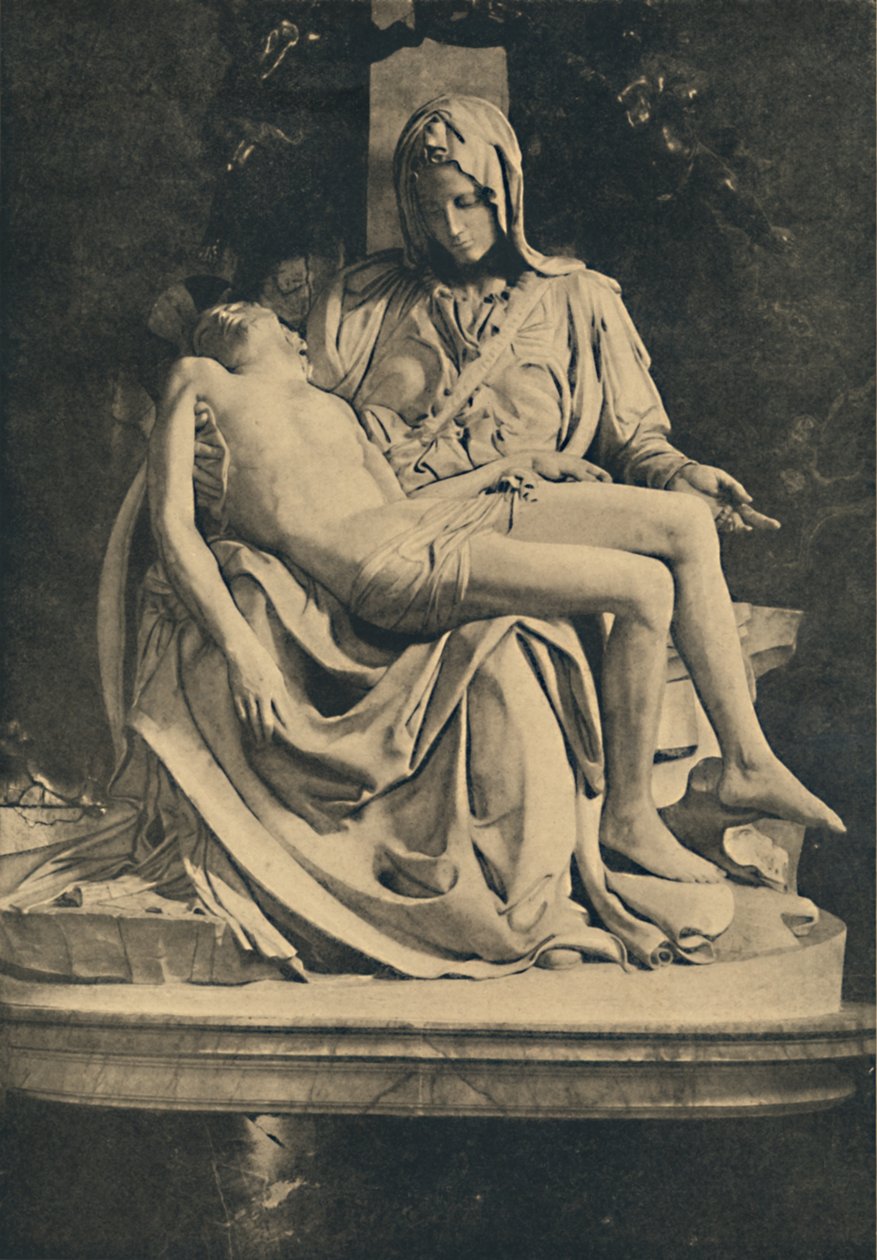 罗马-圣彼得大教堂。米开朗基罗的圣母怜子图，1910年 作者 米开朗基罗（Michelangelo Buonarroti）