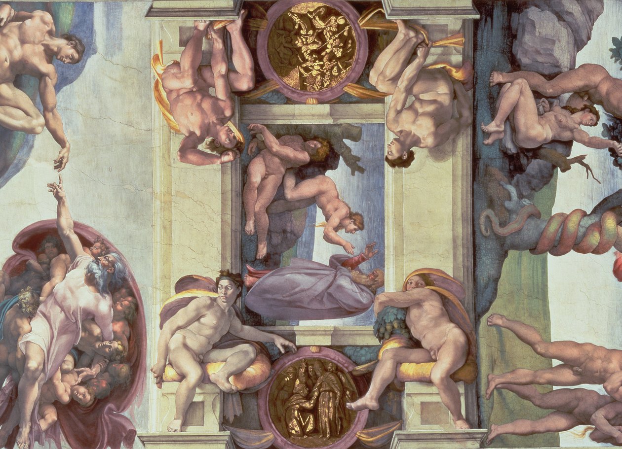西斯廷教堂的天花板（1508-12）。夏娃的创造 作者 米开朗基罗（Michelangelo Buonarroti）