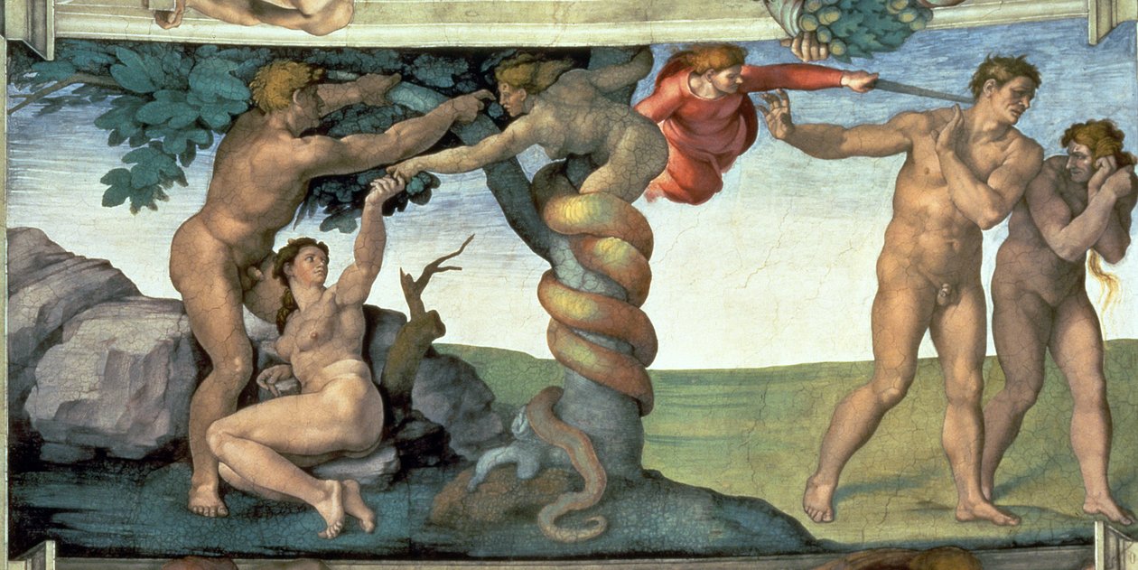 西斯廷教堂的天花板（1508-12）。人类的堕落 作者 米开朗基罗（Michelangelo Buonarroti）