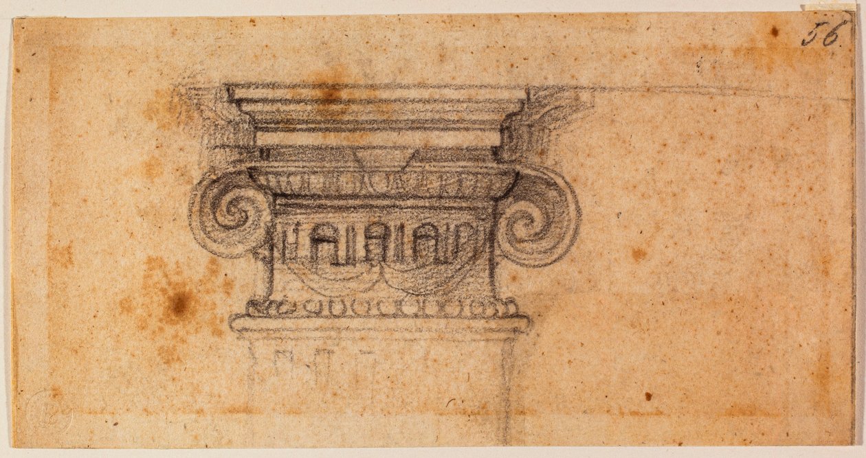 人物坐像研究，16 世纪（素描） 作者 米开朗基罗（Michelangelo Buonarroti）