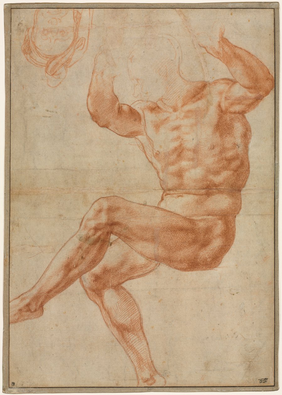 先知丹尼尔头上的裸体青年》研究（右图） 作者 米开朗基罗（Michelangelo Buonarroti）