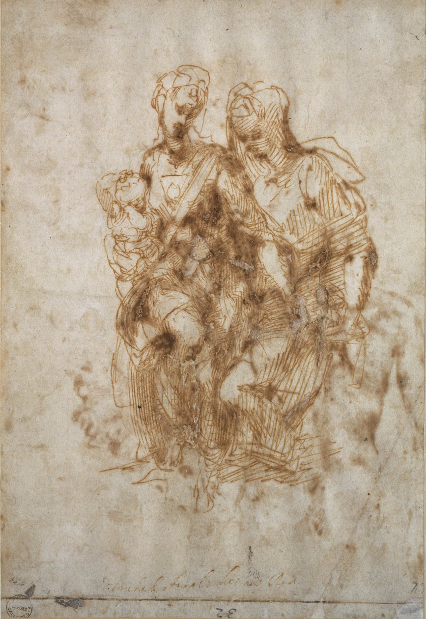 研究圣安妮，在莱昂纳多达芬奇的&39;安妮&39;之后，c.1502 作者 米开朗基罗（Michelangelo Buonarroti）