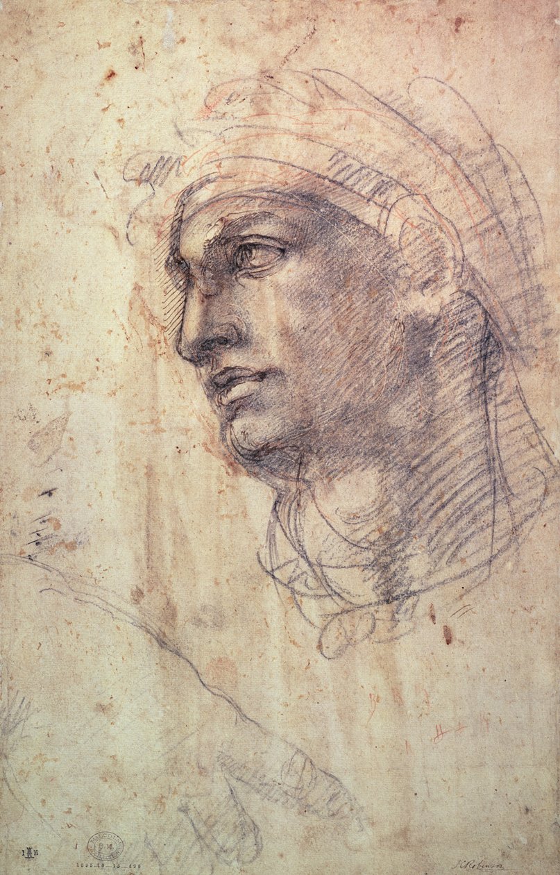 研究头（木炭在纸上） 作者 米开朗基罗（Michelangelo Buonarroti）