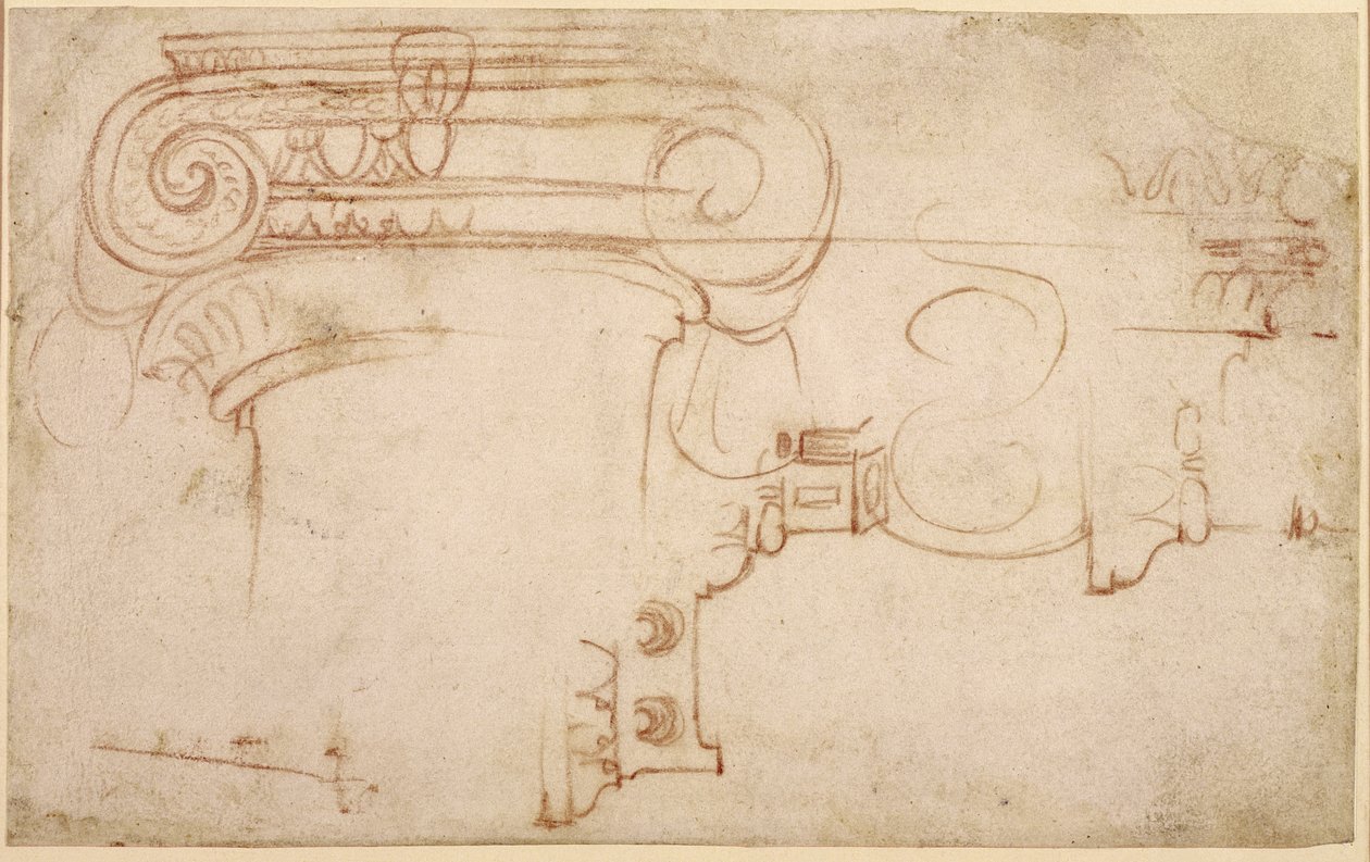 研究离子资本（纸上的红色粉笔）（正面） 作者 米开朗基罗（Michelangelo Buonarroti）