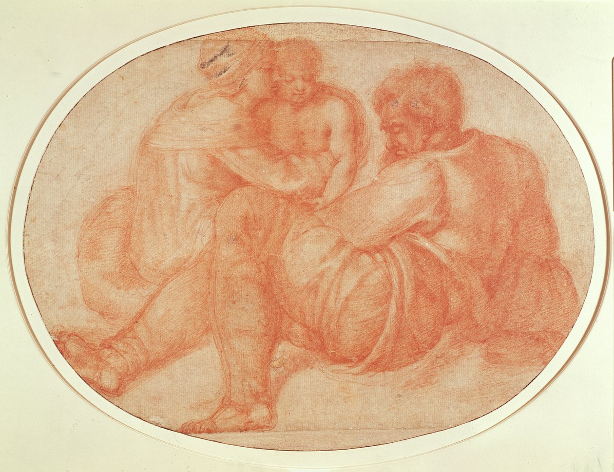 神圣家族的研究（纸上的红色粉笔） 作者 米开朗基罗（Michelangelo Buonarroti）