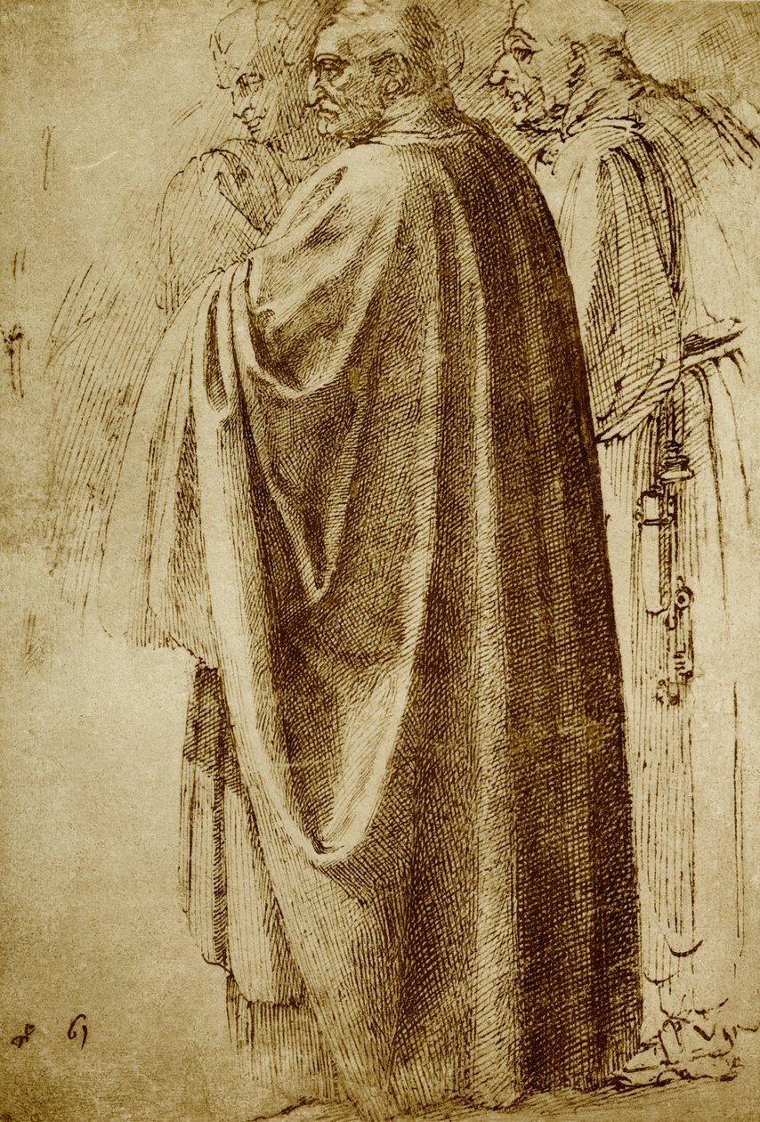 穿着长袍的三名男子 作者 米开朗基罗（Michelangelo Buonarroti）