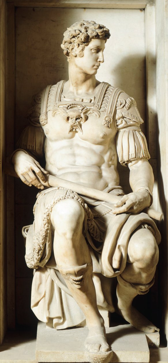 朱利亚诺·德·美第奇墓，米开朗基罗（1475-1564），佛罗伦萨托斯卡纳圣洛伦佐大教堂美第奇教堂的新圣器收藏室，细节 作者 米开朗基罗（Michelangelo Buonarroti）