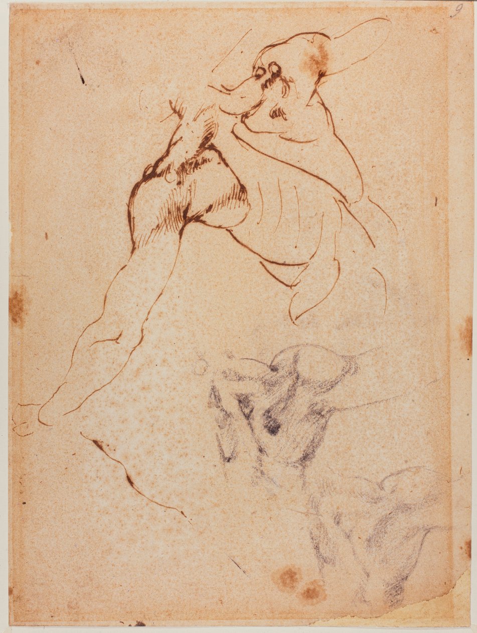 卡西纳之战 "的躯干研究，16 世纪（素描） 作者 米开朗基罗（Michelangelo Buonarroti）