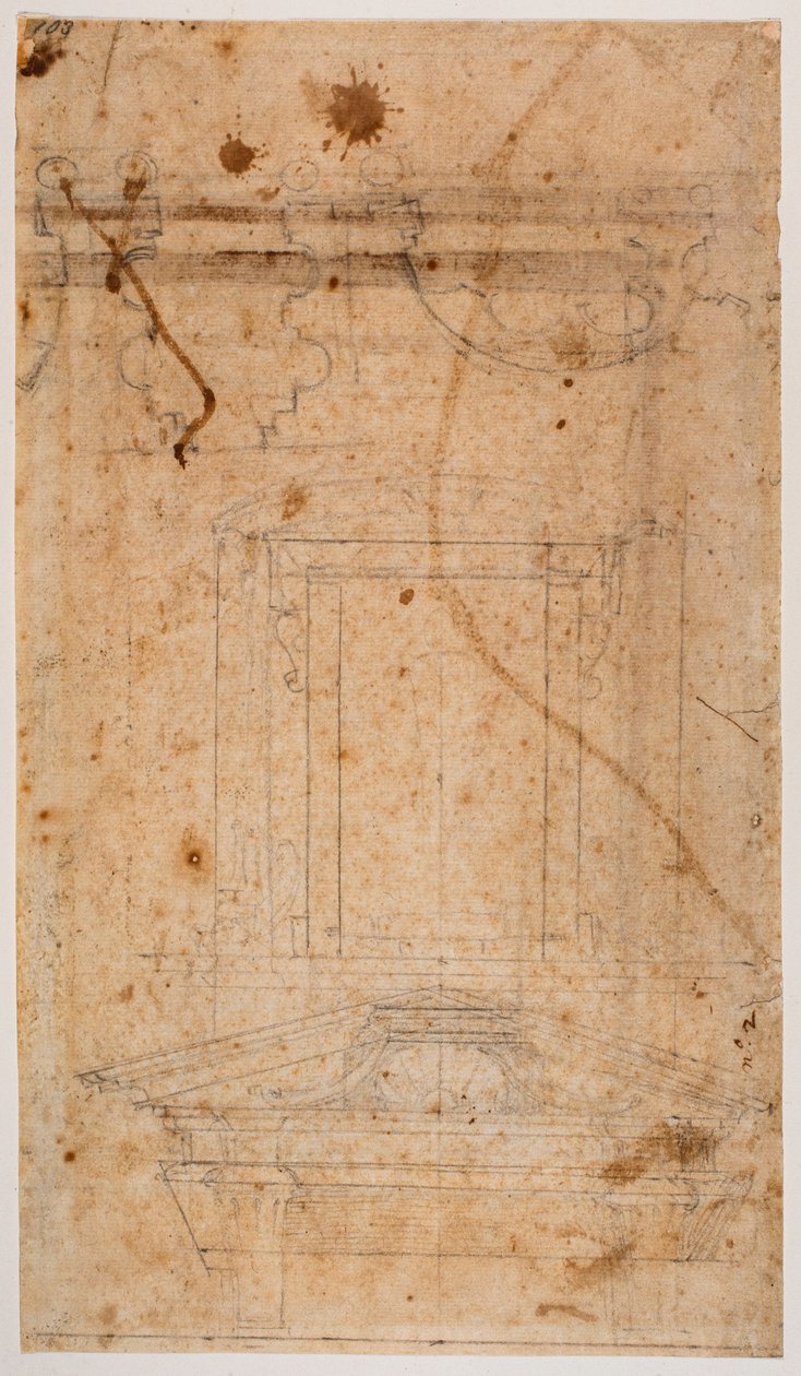壁墓和部分教堂平面图 作者 米开朗基罗（Michelangelo Buonarroti）