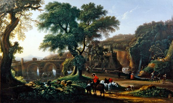 有人物的风景》（布面油画） 作者 米开朗基罗·塞奎兹（Michelangelo Cerquozzi）