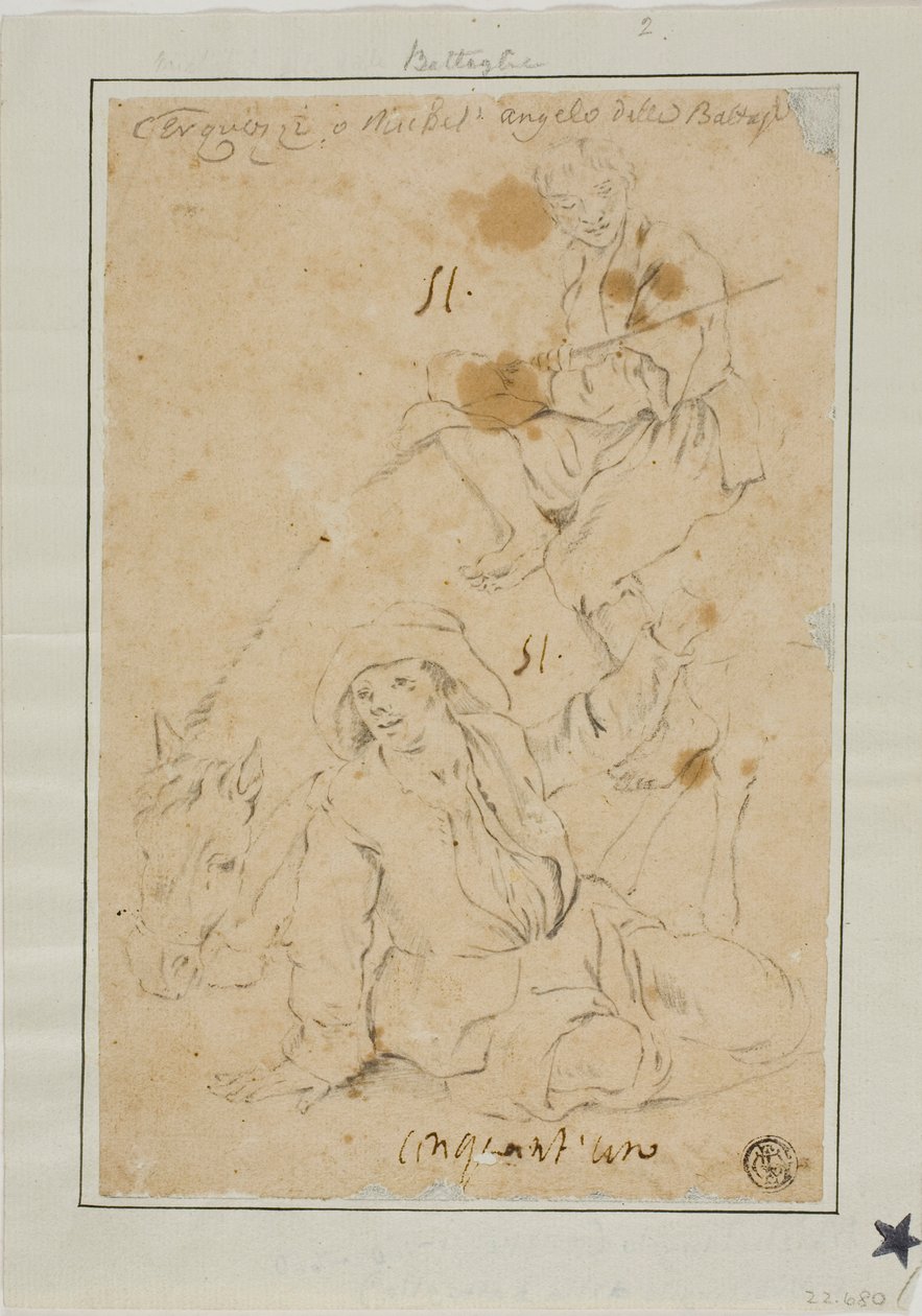 两个牵驴的农民 作者 米开朗基罗·塞奎兹（Michelangelo Cerquozzi）