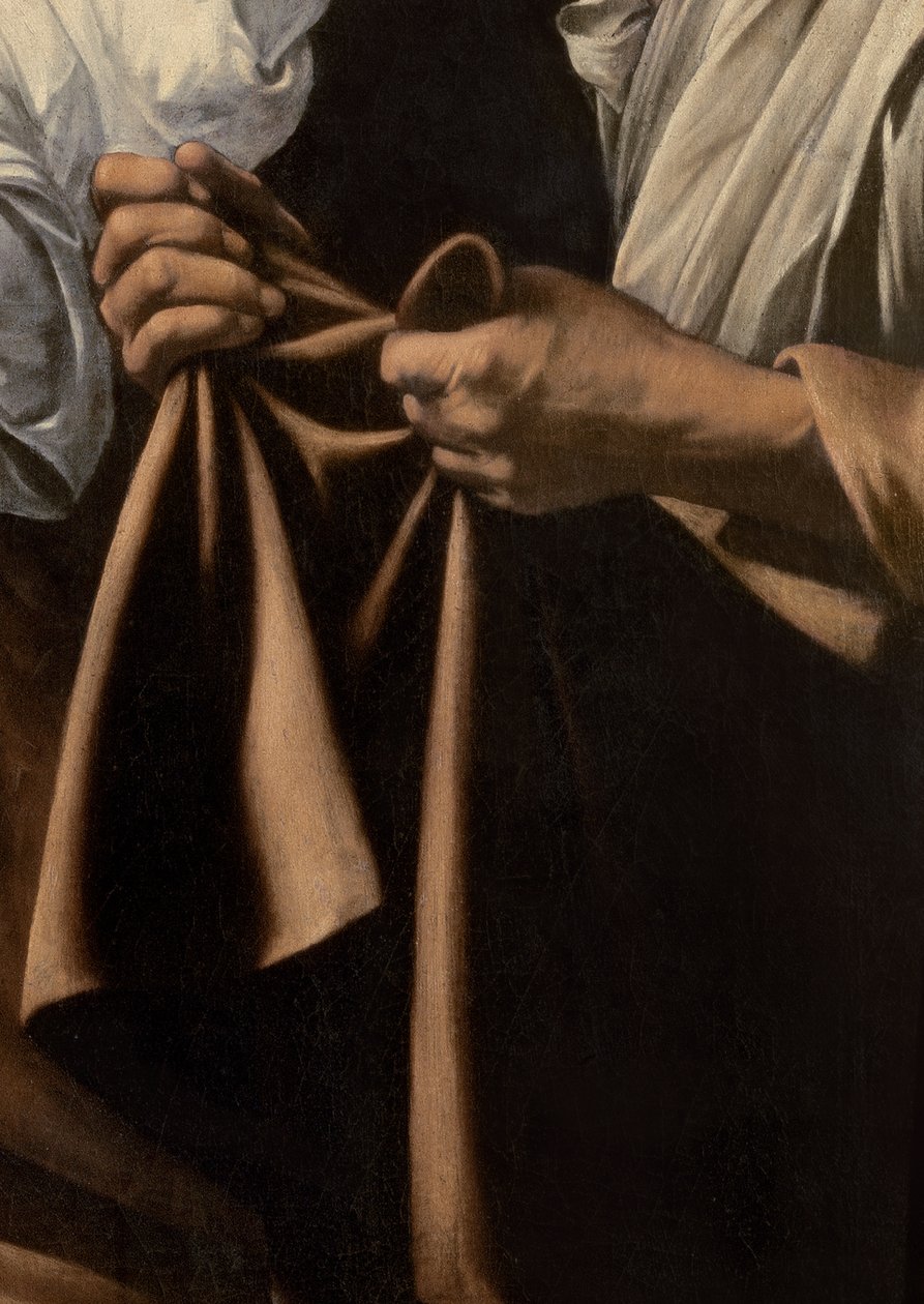 拿着袋子的仆人细节从Judith和Holofernes，1599 作者 米开朗基罗·梅里西·卡拉瓦乔