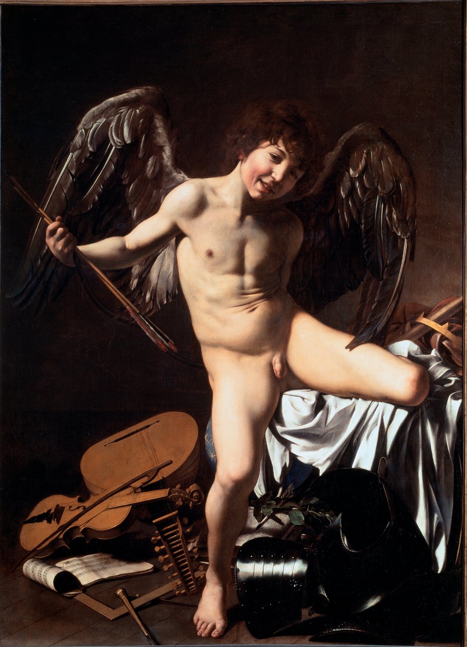 Amor vincit omnia（称为 Victorious Cupid 或 Love Triumphant 或 Earthly Love）（绘画 作者 米开朗基罗·梅里西·达·卡拉瓦乔