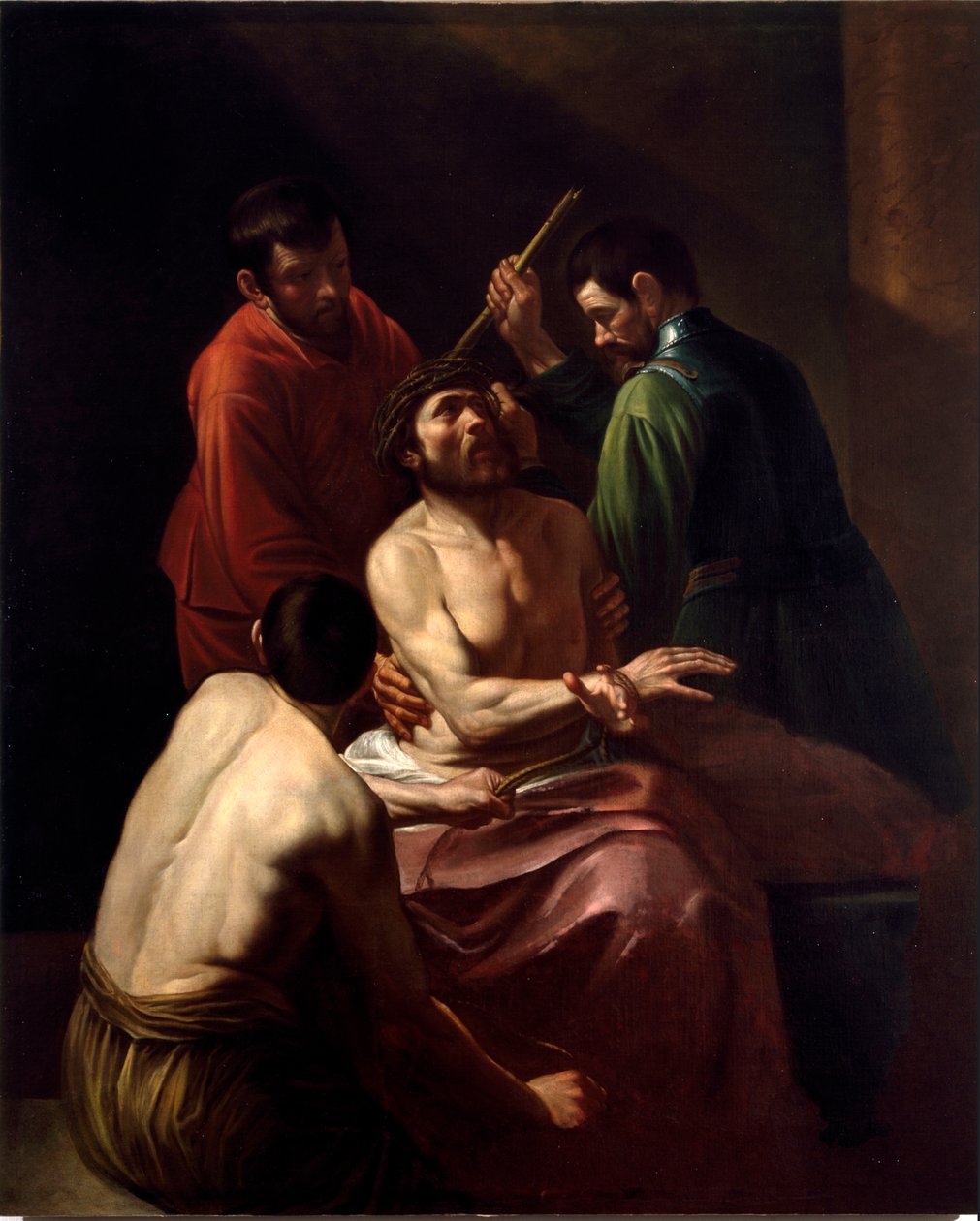 The Coronation of Spines Painting by Michelangelo Merisi called The Caravaggio or il Caravaggio (1571-1610) (recently attributed) Dim. 203x166 cm Genes, Chiesa di San Bartolomeo della Certosa 作者 米开朗基罗·梅里西·达·卡拉瓦乔