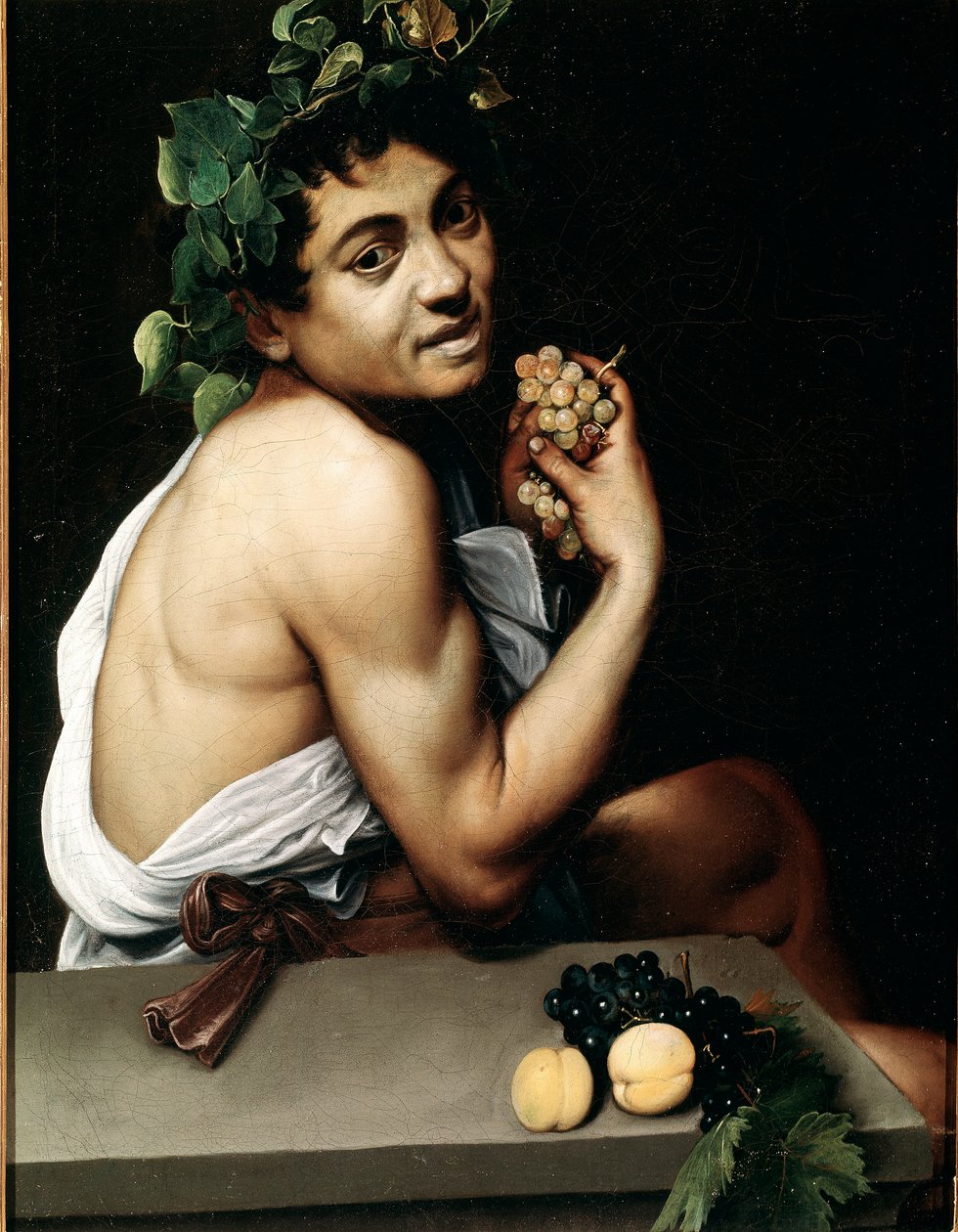 年轻的巴克斯(Bacchino)生病 米开朗基罗-梅里西的画作，称为卡拉瓦乔(The Caravaggio) 作者 米开朗基罗·梅里西·达·卡拉瓦乔