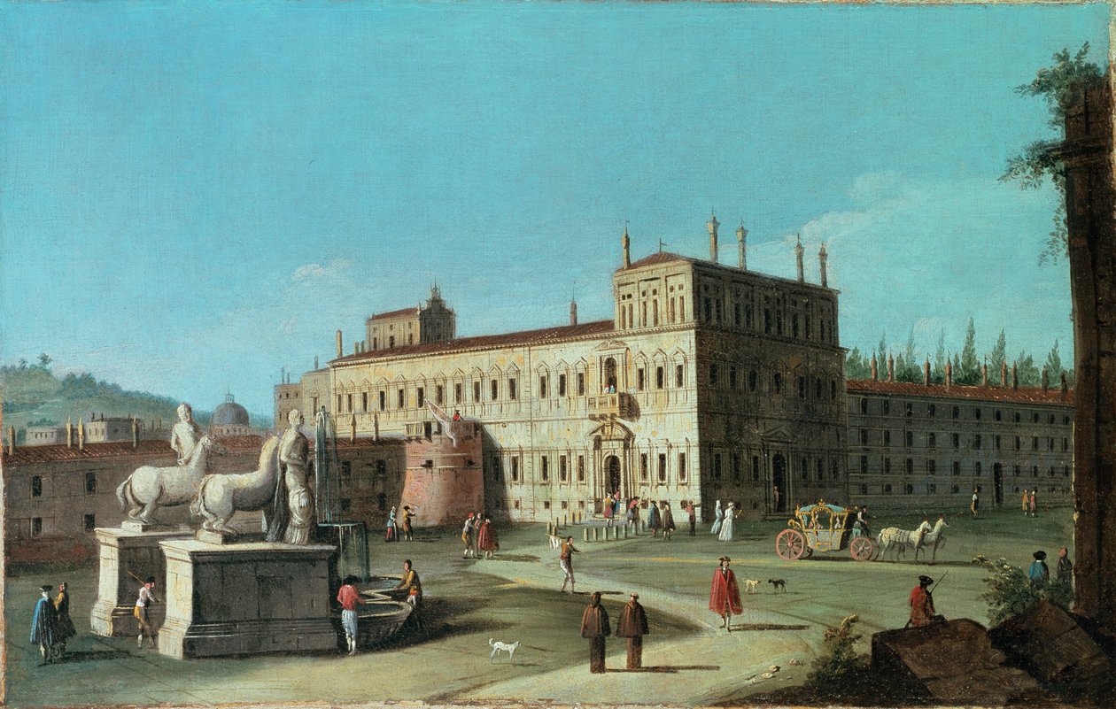 Palazzo del Quirinale，罗马的看法 作者 米歇尔·玛丽埃斯基（Michele Marieschi）