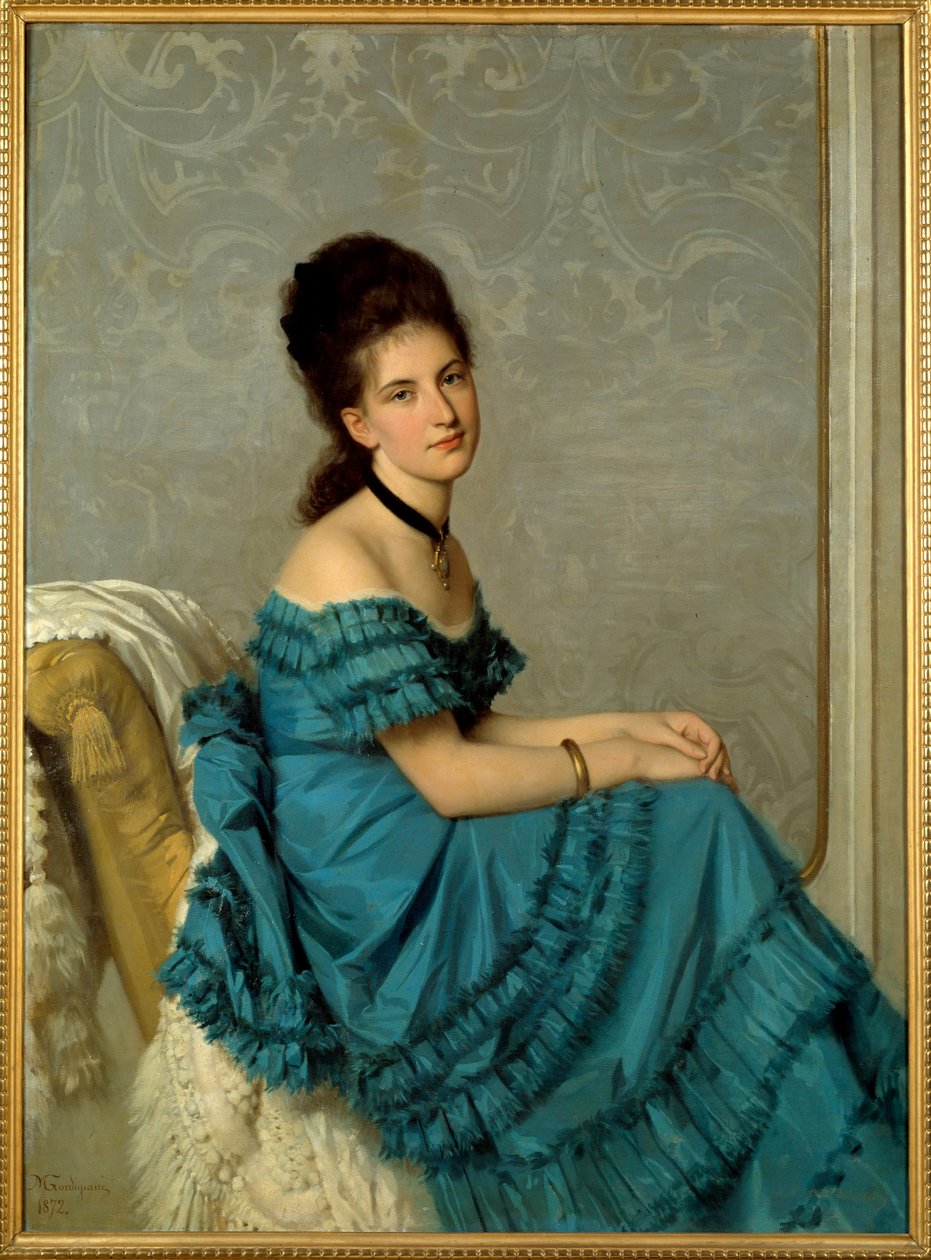 阿德莱德·班蒂的肖像。 米歇尔·戈尔迪贾尼 (1830-1909) 的绘画 作者 米歇尔·乔治亚尼