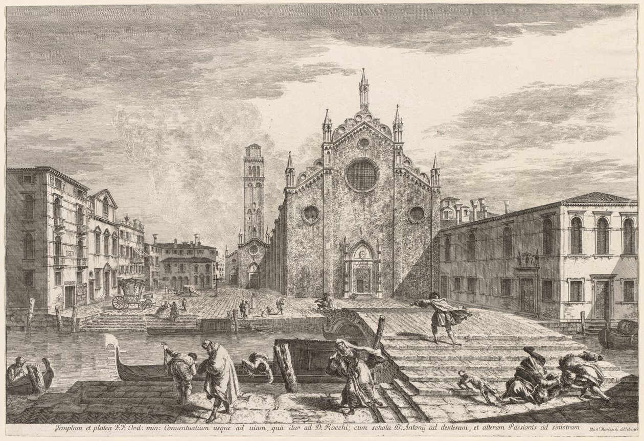 威尼斯景色：坎普·德·弗雷里（Campo dei Frari），1741年。 作者 米歇尔·玛丽埃斯基（Michele Marieschi）