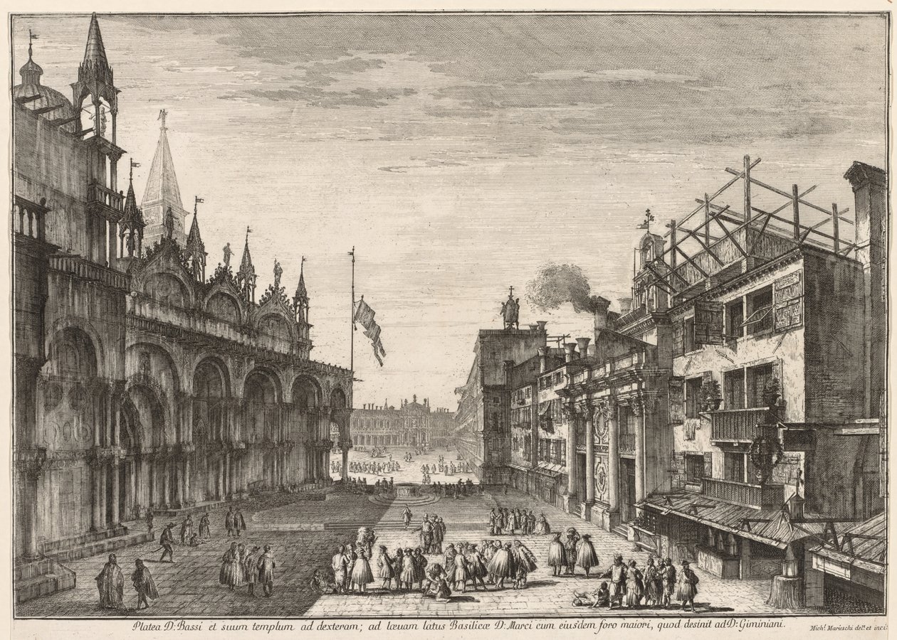 威尼斯的景色：Piazzetta S. Basso，1741年。 作者 米歇尔·玛丽埃斯基（Michele Marieschi）
