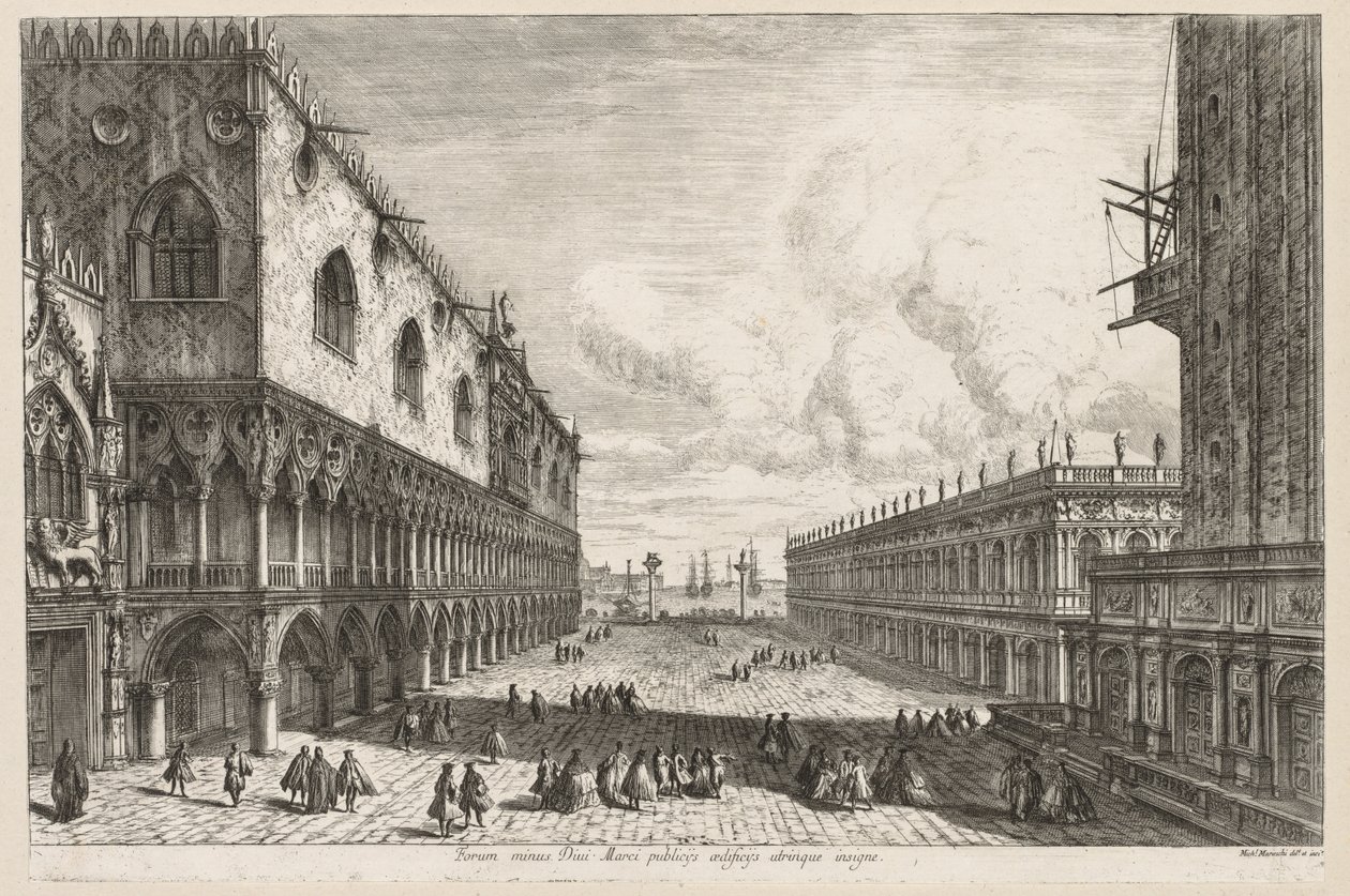 威尼斯的景色：The Piazzetta，1741年。 作者 米歇尔·玛丽埃斯基（Michele Marieschi）